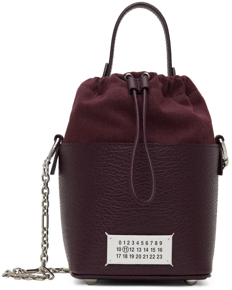 Maison Margiela Burgundy Small 5AC Bucket Bag T5088