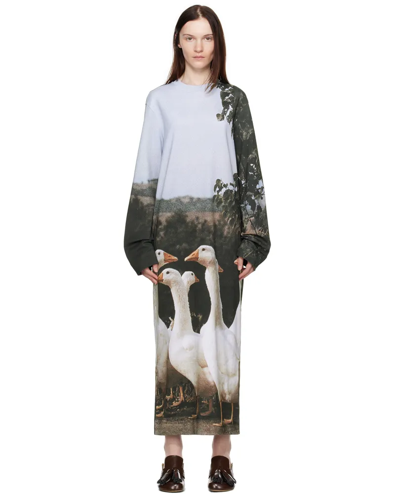 Moschino Multicolor Interlock Goose Print Maxi Dress 1888
