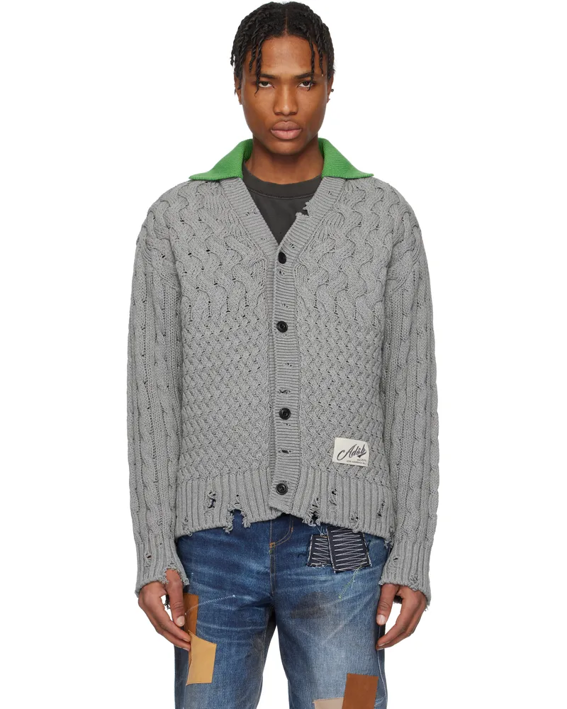 Andersson Bell Gray Green Collar V-Neck Cardigan Grey