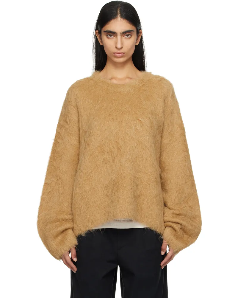 Totême Tan Boxy Alpaca Knit Sweater Camel