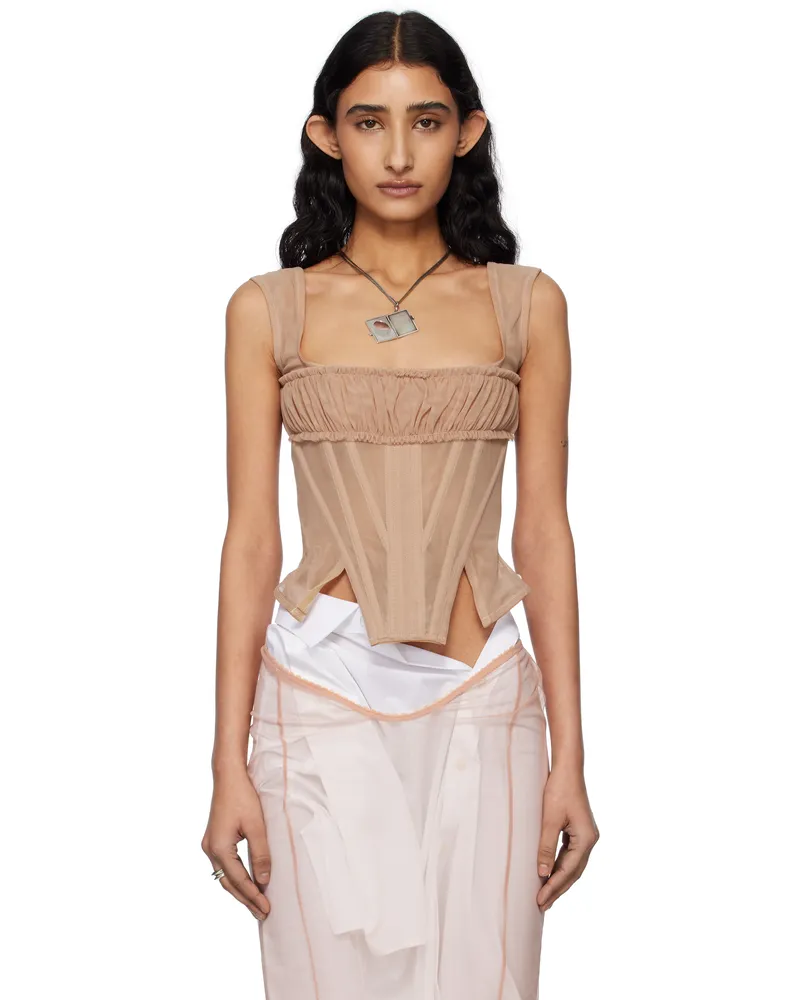 Dilara Findikoglu Beige Femme Vortex Corset Top Nude