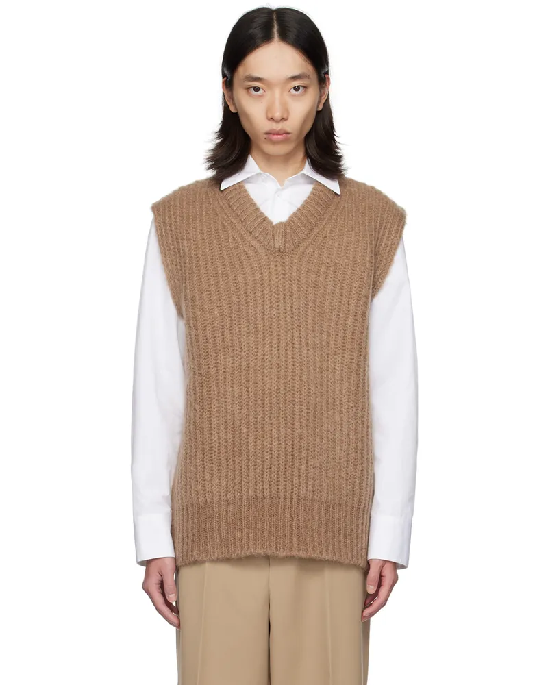 Jil Sander Brown V-Neck Vest 216
