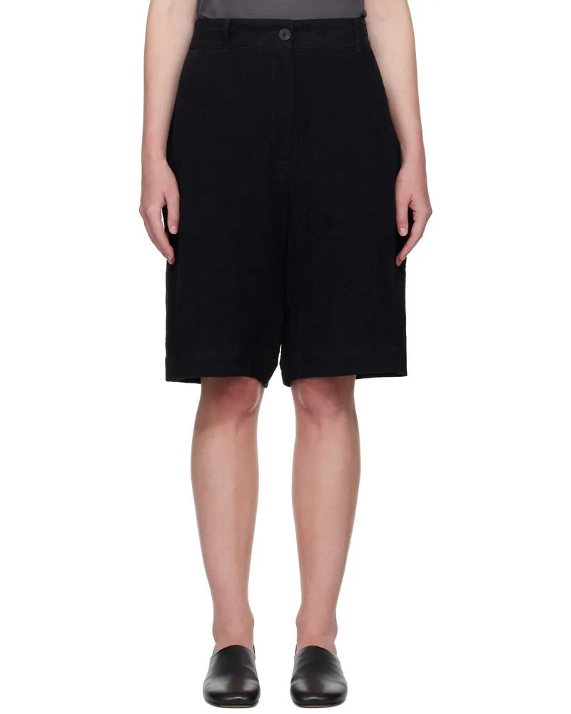 Studio Nicholson Navy Luna Linen Shorts Darkest