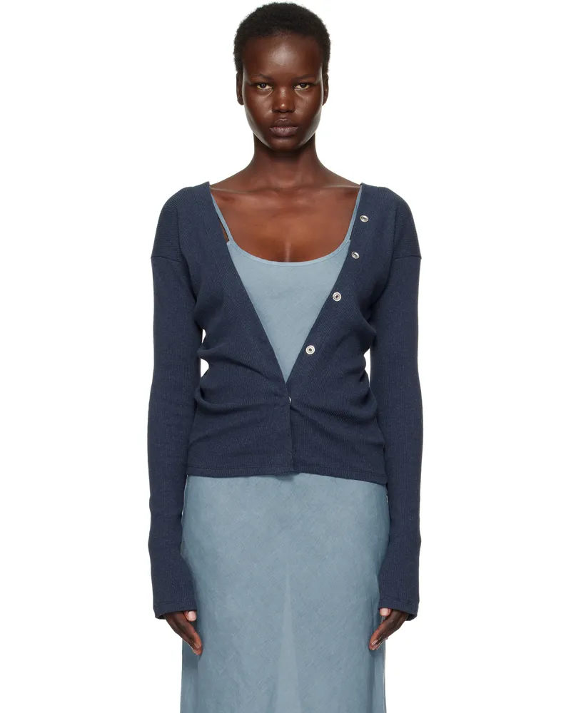 Baserange Blue Tav Snaps Cardigan Ampera