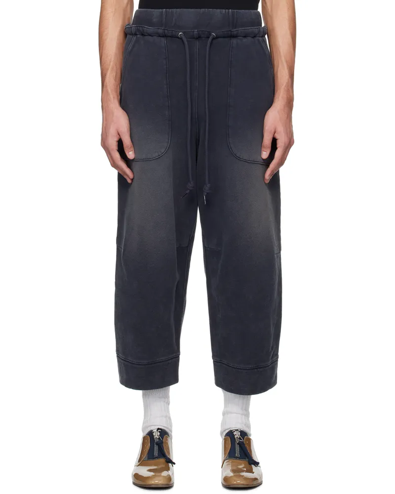 R13 Navy Deconstructed Cropped Sweatpants Navy