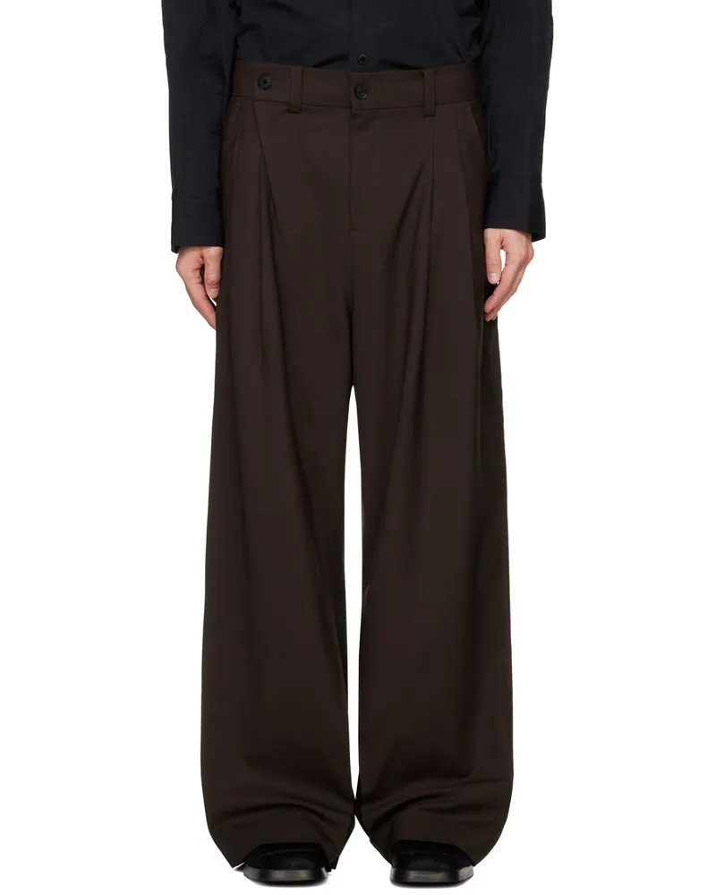 Feng Chen Wang Brown Deconstructed Trousers Red