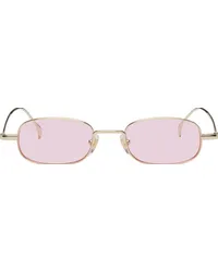 Gucci Gold Rectangular Sunglasses Gold-gold-pink