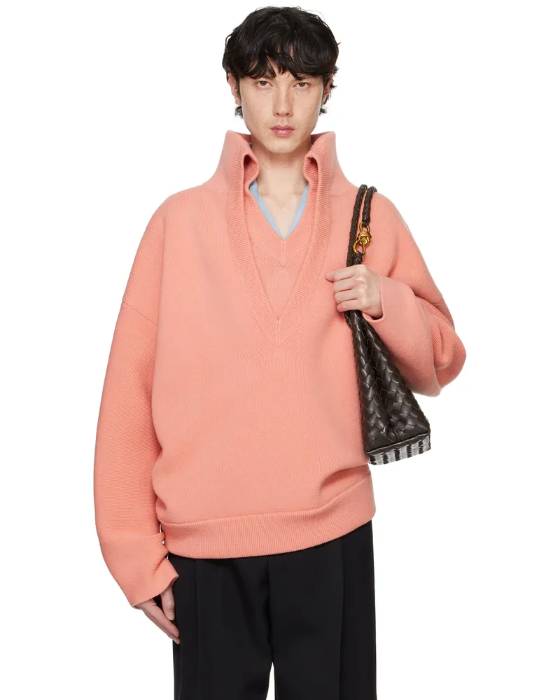 Bottega Veneta Pink Compact Wool Sweater Flamingo