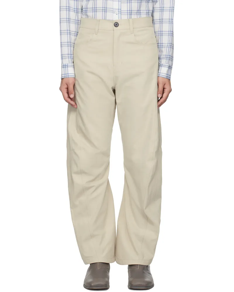 lesugiatelier Beige Curved Silhouette Trousers Pale_beige