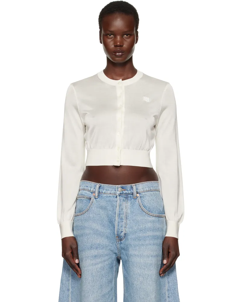 Alexander Wang Off-White Logo-Embroidered Cropped Cardigan Soft