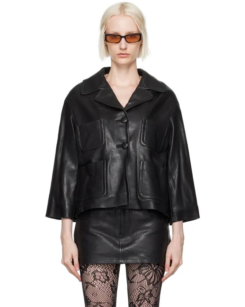 Marc Jacobs Black 'The Lady' Leather Jacket 001