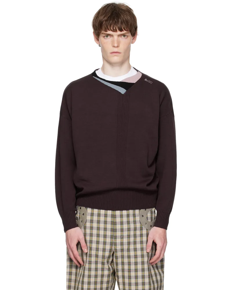 KIKO KOSTADINOV Brown Vig Multi Collar Sweater Dark