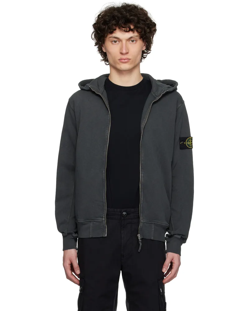 Stone Island Gray Malfilé Fleece Old Effect Hoodie V0165
