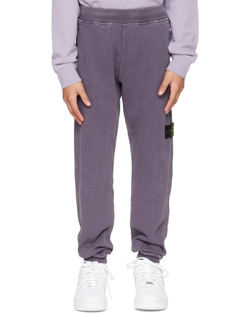 Stone Island Kids Purple Logo Patch Sweatpants V0126