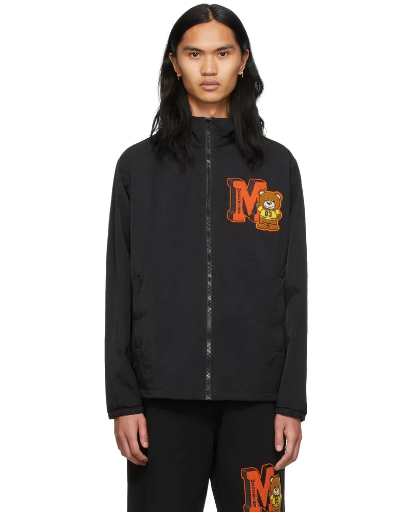 Moschino Black Varsity Teddy Jacket V0555