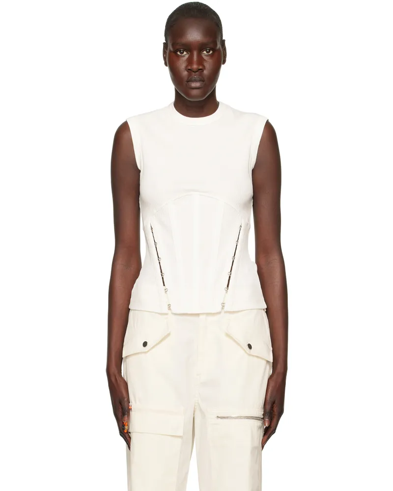Dion Lee White Split Hem Corset Tank Top Ivory