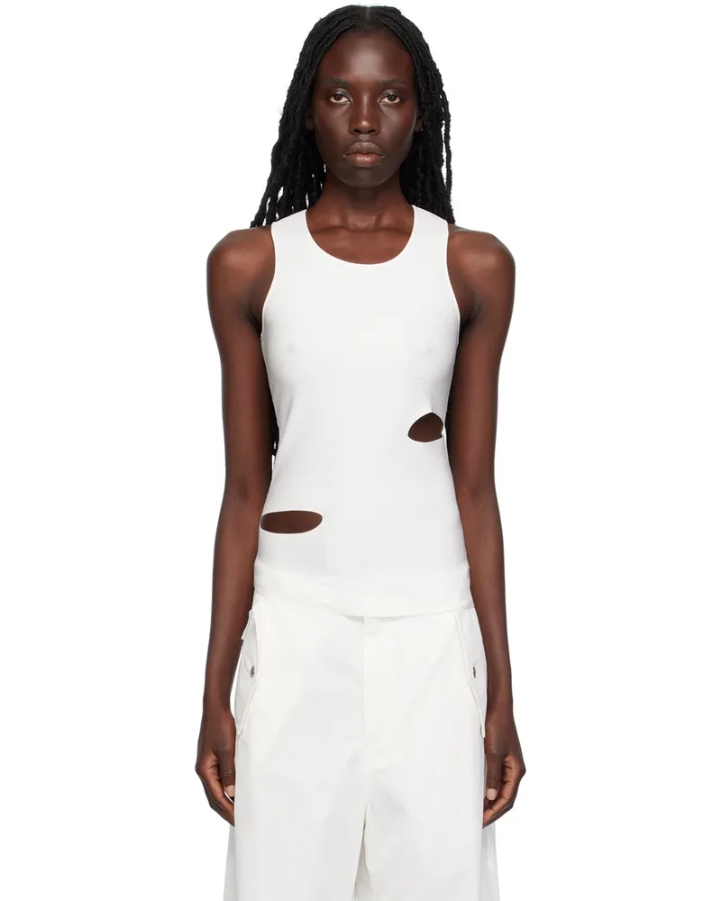 Dion Lee White Slit Tank Top Ivory