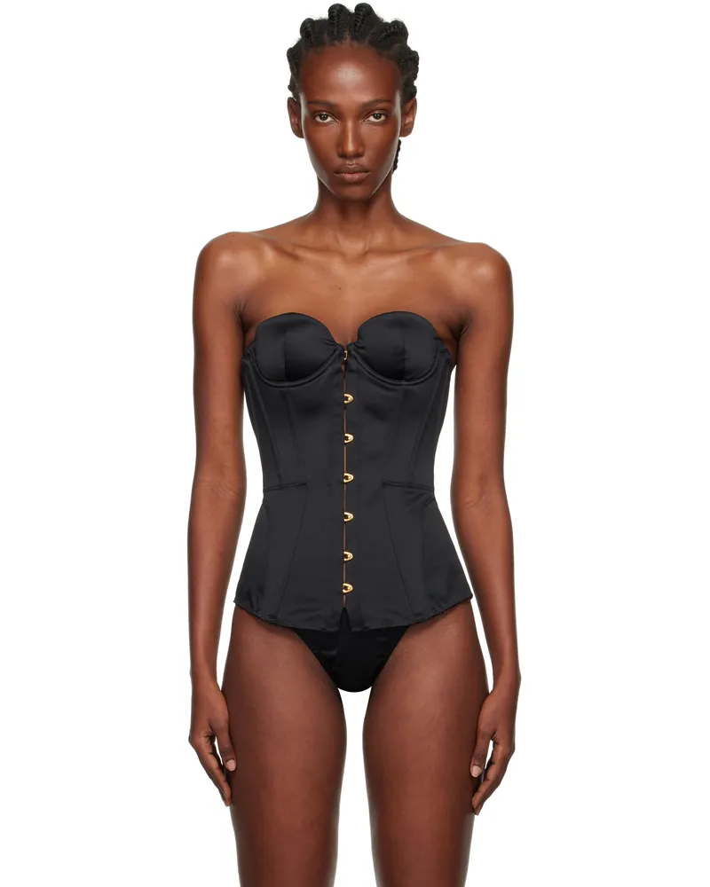 Agent Provocateur Black Mercy Satin Corset 001