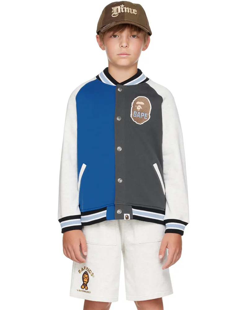 BAPE Kids Multicolor Ape Head Bomber Jacket Charcoal