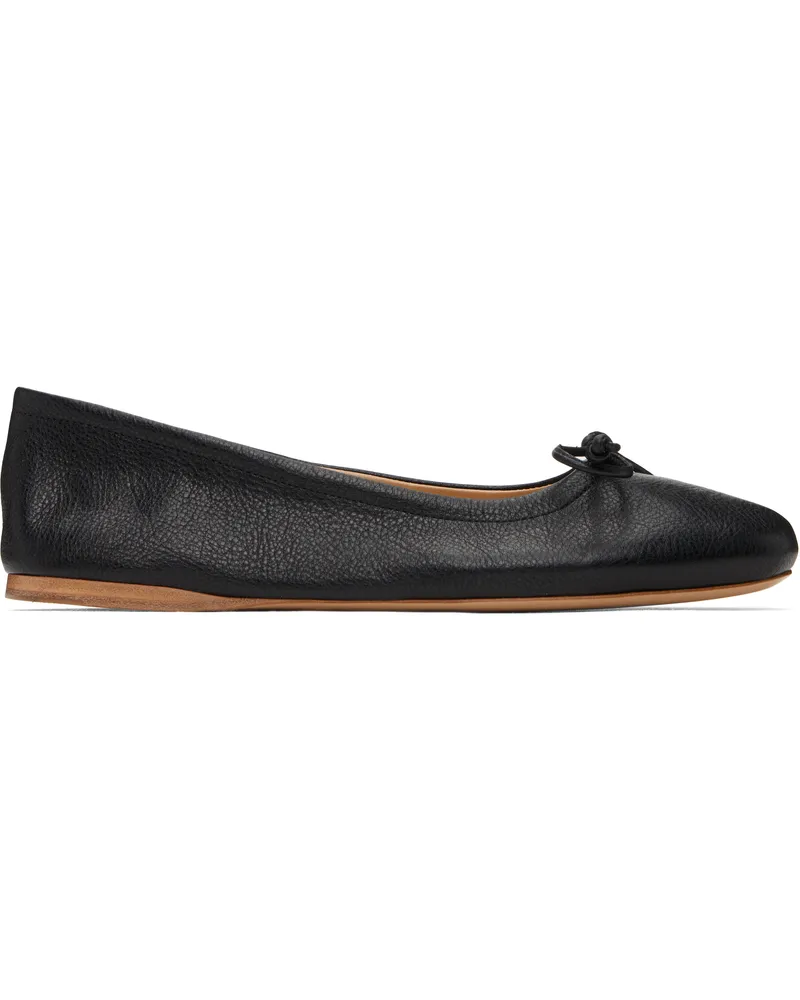 J.W.Anderson Black Round-Toe Leather Ballerina Flats 999
