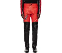 Black & Red Biker Leather Pants