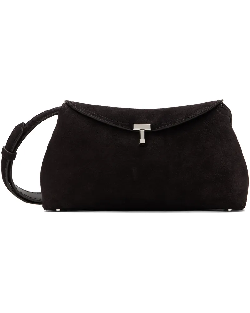 Totême Brown T-Lock Suede Clutch Espresso