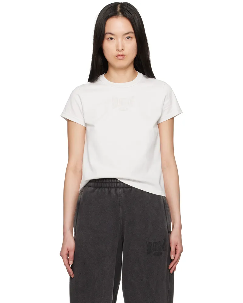 Alexander Wang Off-White Distressed Logo Shrunken T-shirt Dirty