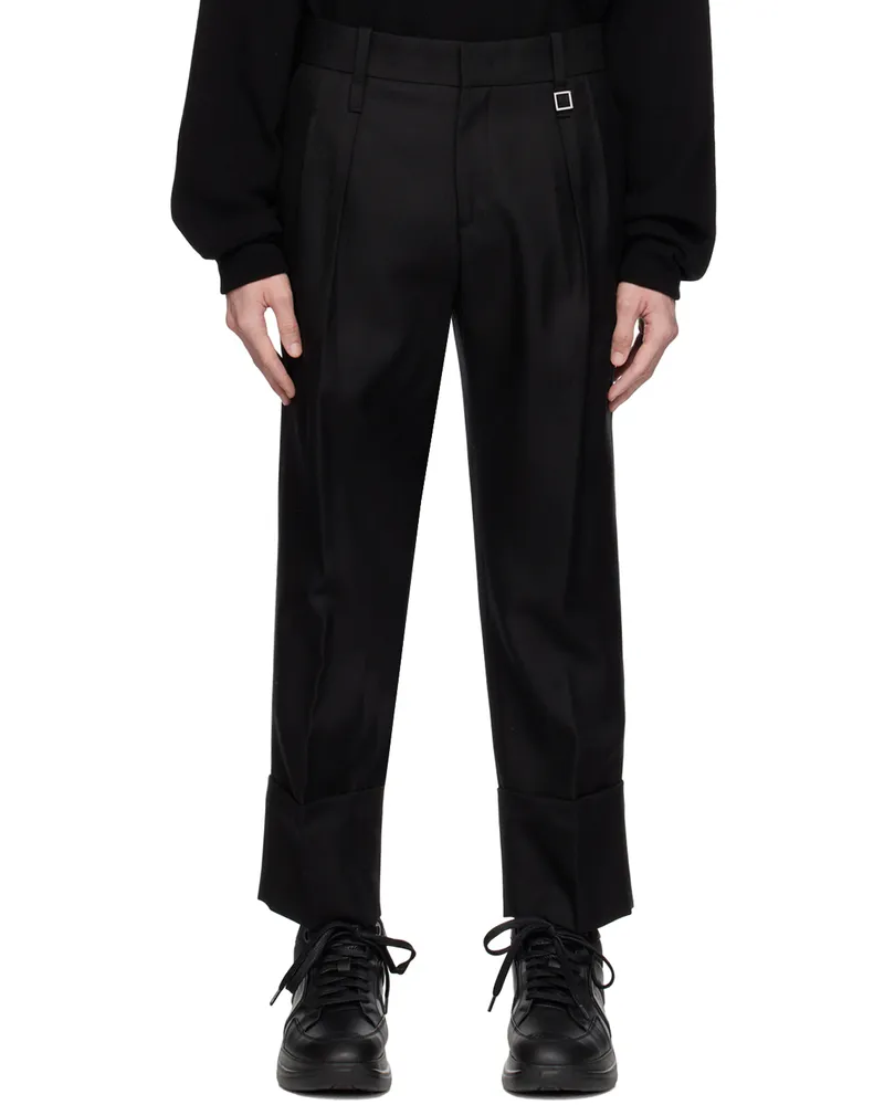 Wooyoungmi Black Turn-Up Trousers Black