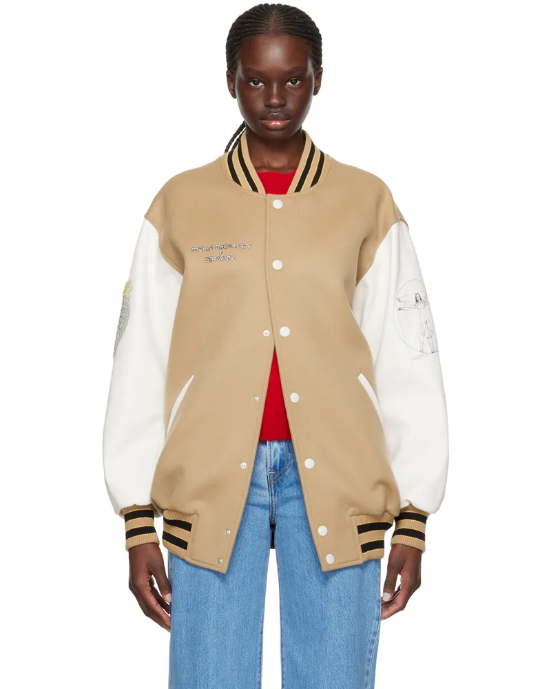 Stella McCartney Beige & White Vitruvian Bomber Jacket 2742