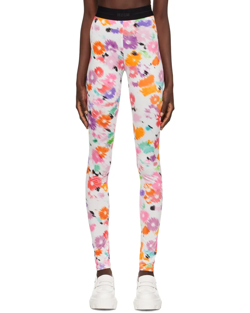 MSGM White Flower Leggings 01