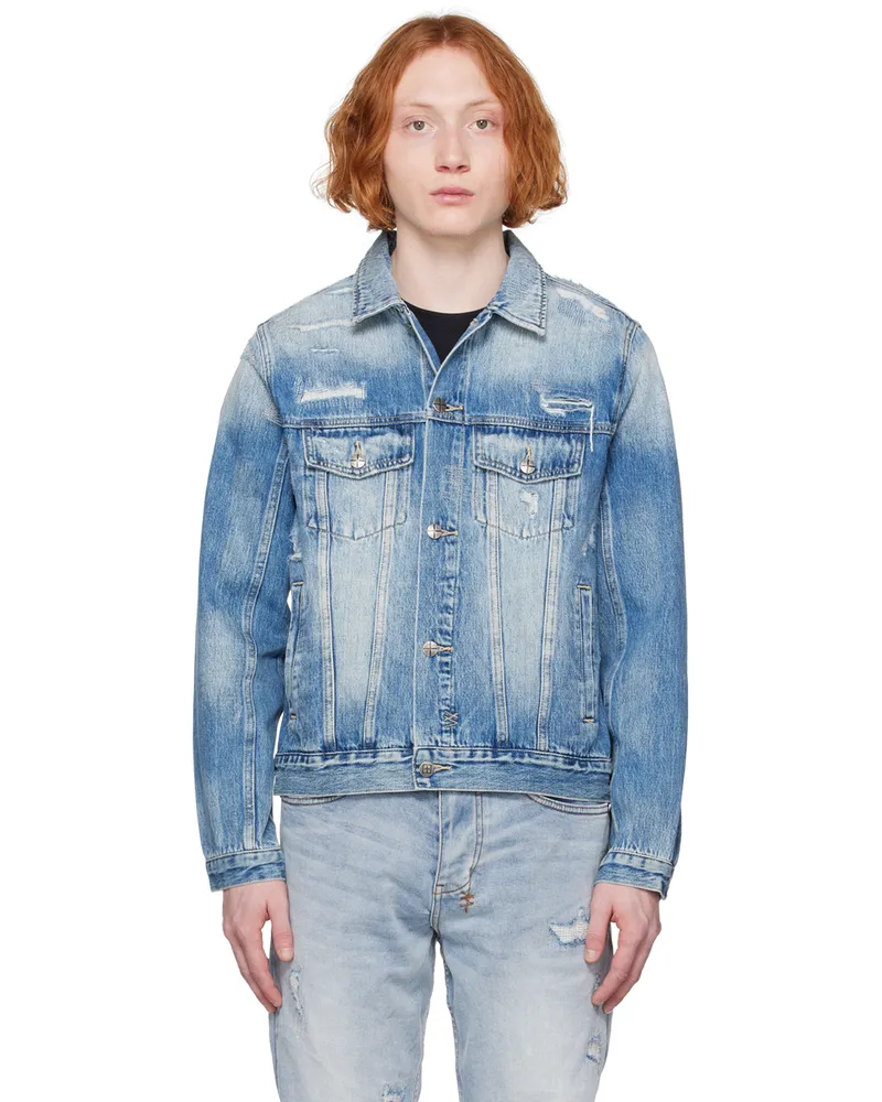 ksubi Blue Distressed Denim Jacket Denim