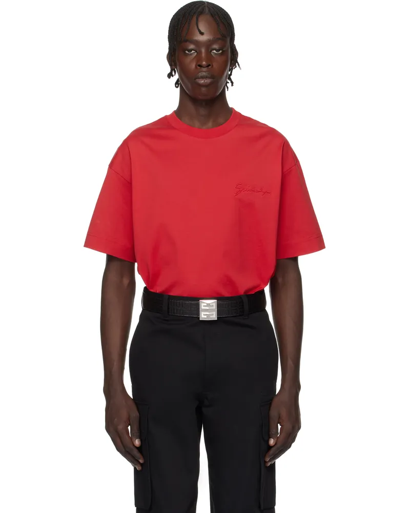 Givenchy Red 'GIVENCHY' T-shirt 600-red