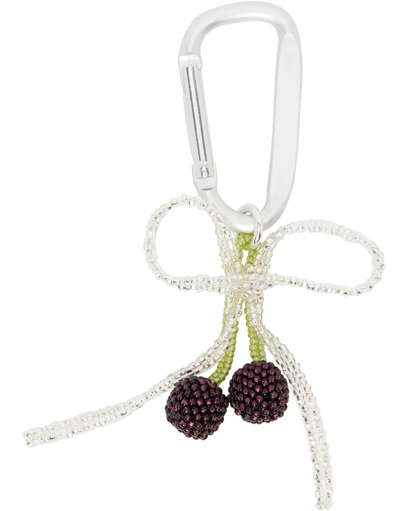 PURA UTZ Silver Dark Cherry Bow Carabiner Keychain Silver