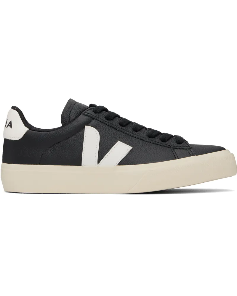 VEJA Black & White Campo Leather Sneakers Black_white