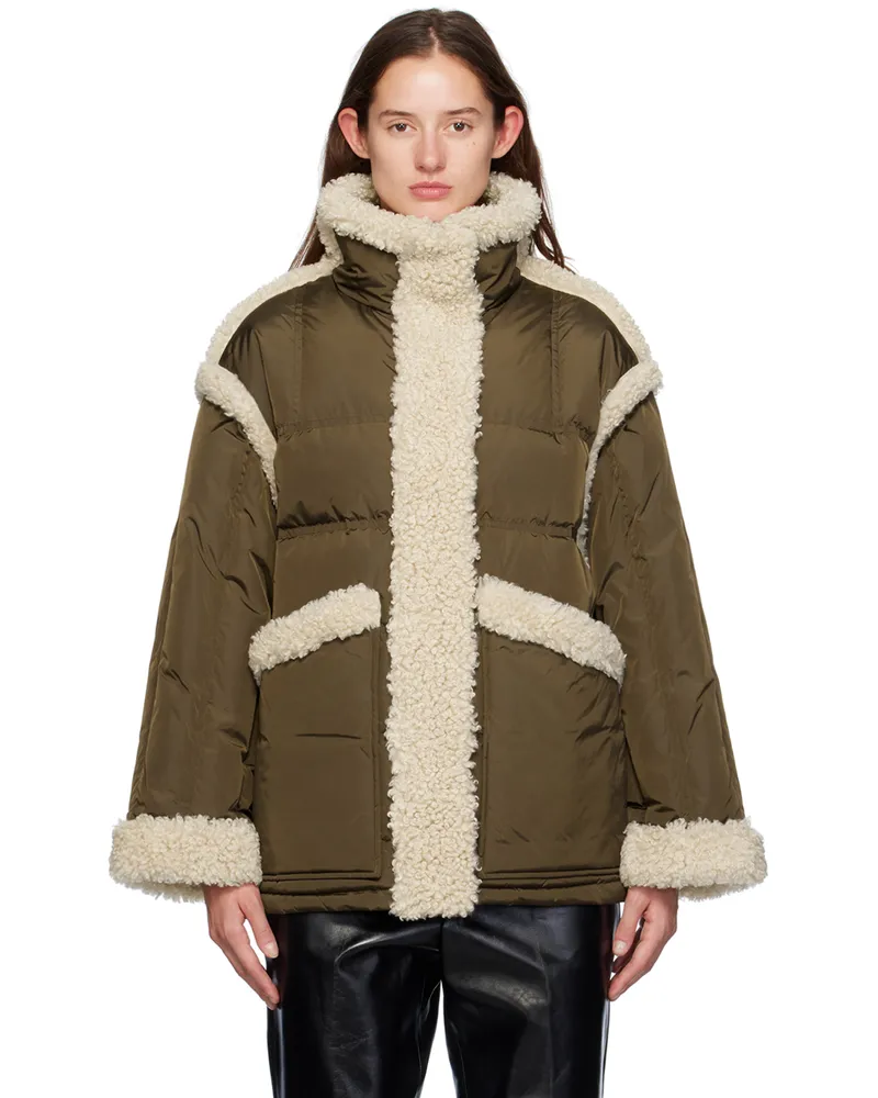 STAND Khaki Dorothy Faux-Shearling Down Jacket Deep