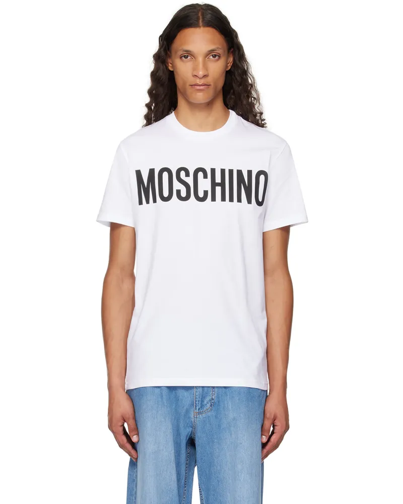 Moschino White Printed-Logo T-Shirt Multi