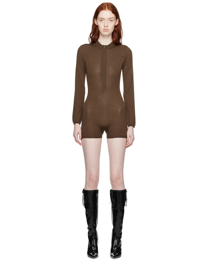 Miaou Brown Avery Romper Chestnut