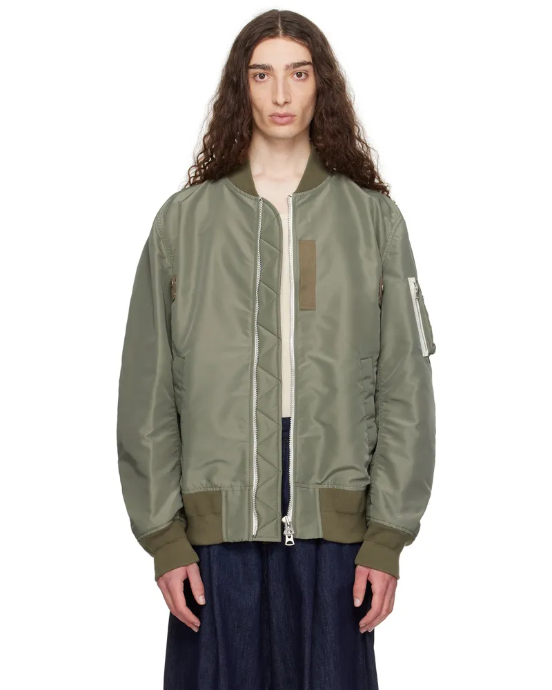 Sacai Khaki Nylon Twill Bomber Jacket 501