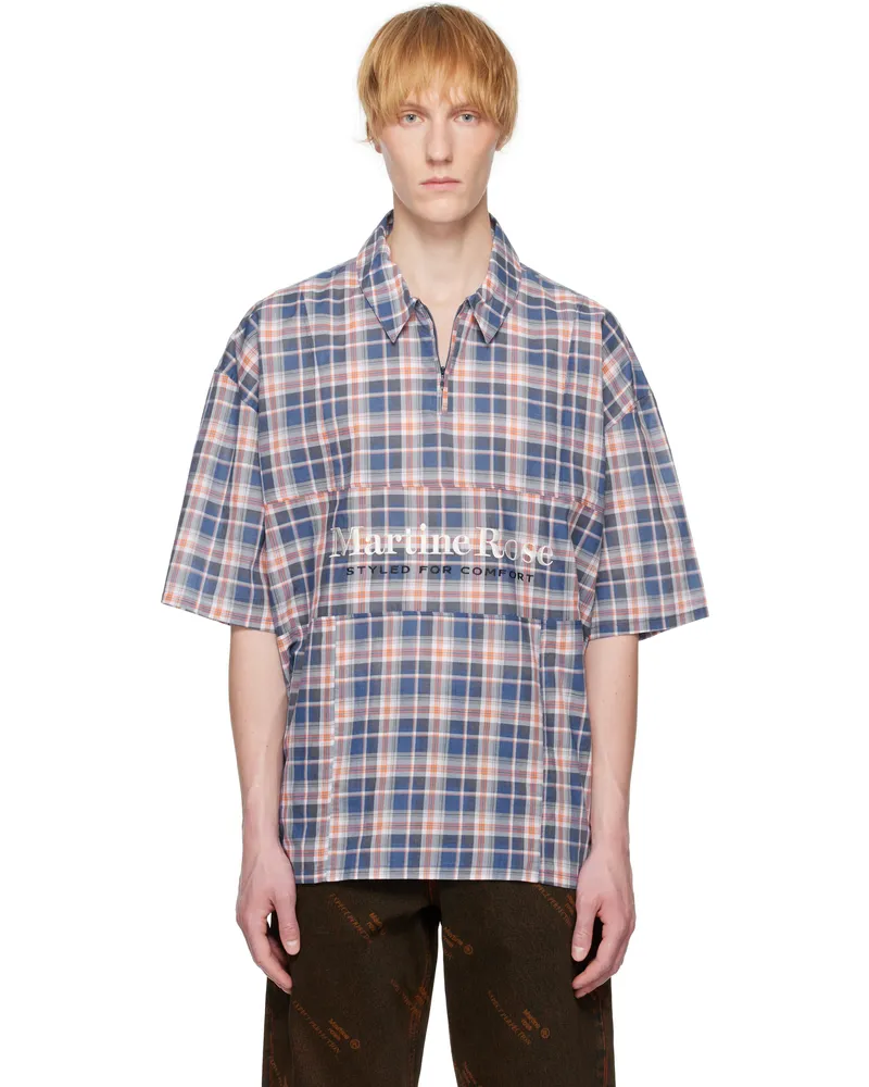 Martine Rose Blue & Red Zip Polo Blue-red