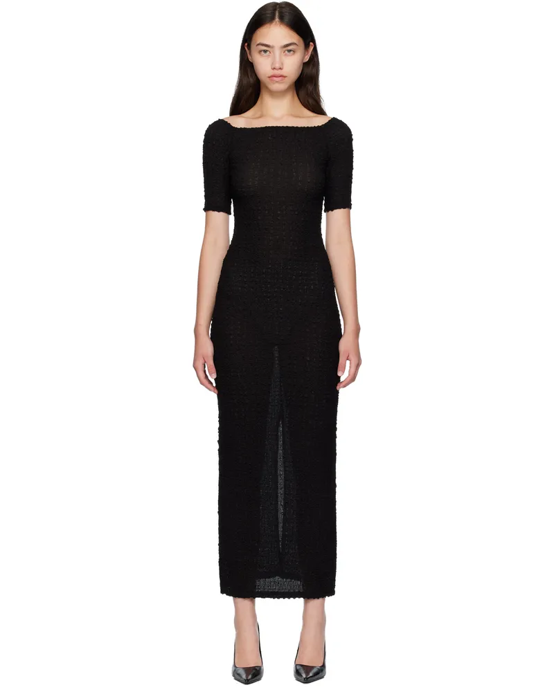 Silk Laundry Black Pebble Off The Shoulder Midi Dress Black