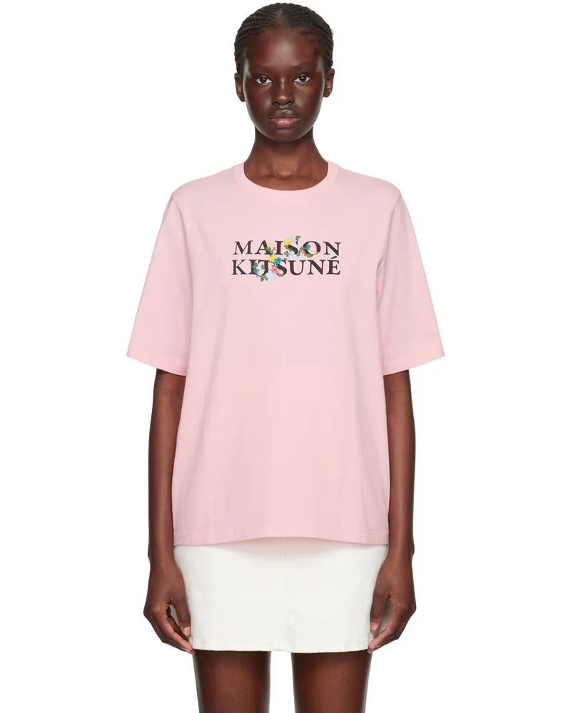 Kitsuné Pink Flowers T-Shirt Pale