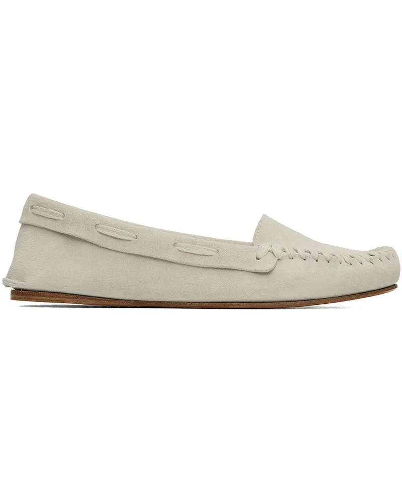 The Row Taupe Mabel Moc Loafers Lam