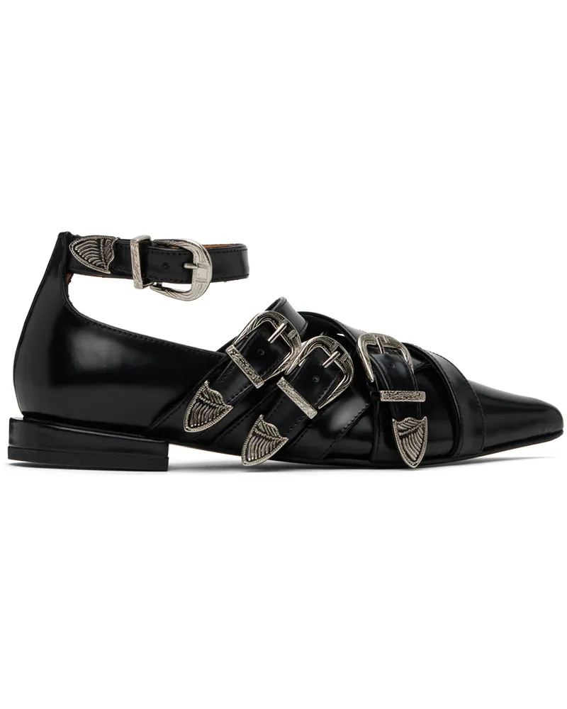 Toga SSENSE Exclusive Black Cross Strap Ballerina Flats Aj926