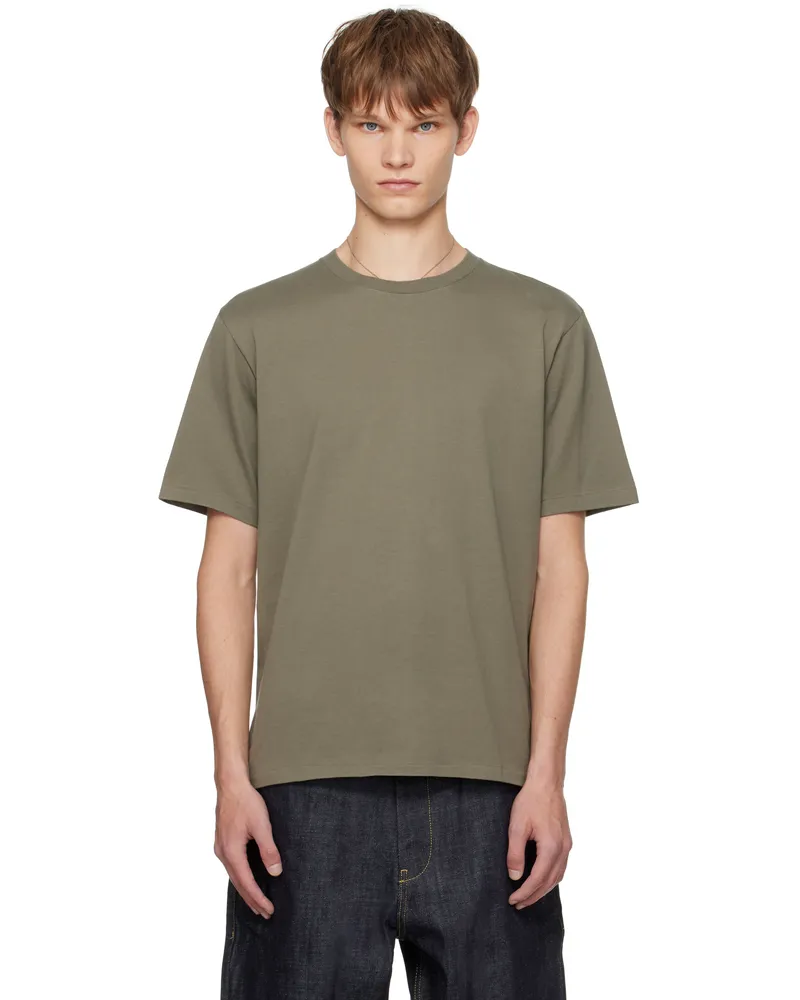 AURALEE Khaki Luster Plaiting T-shirt Khaki
