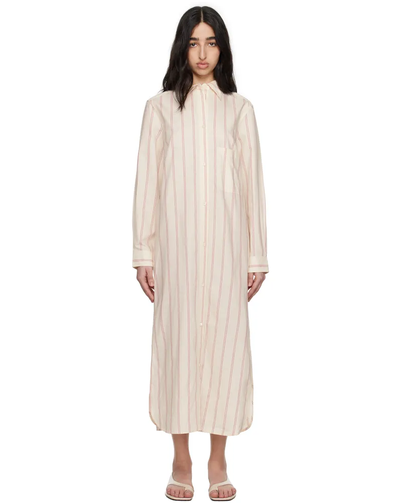 Totême Off-White Striped Tunic Midi Dress Ecru