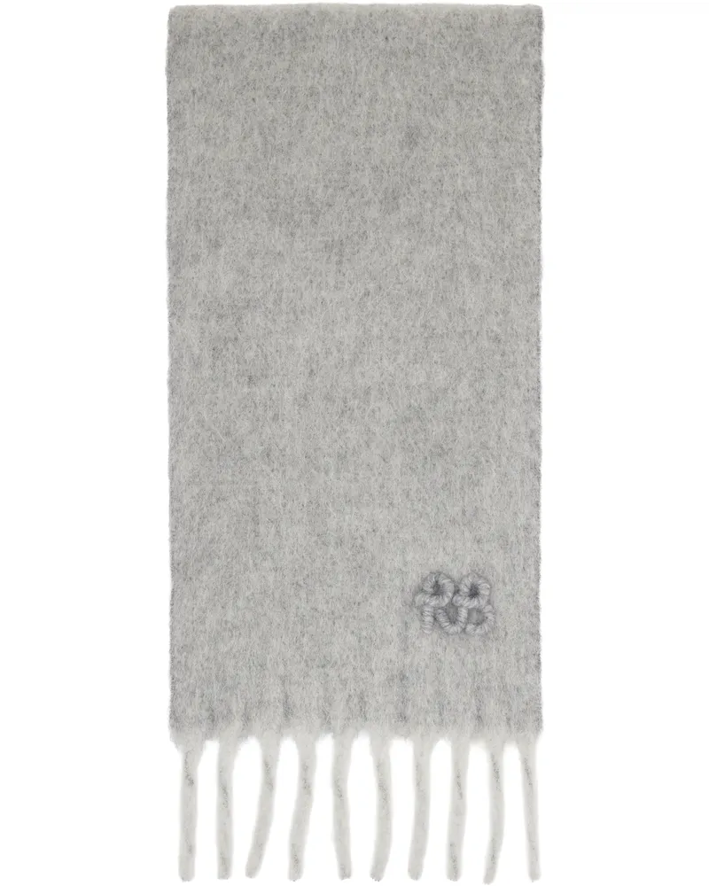 RUSLAN BAGINSKIY Gray Fringed Alpaca-Blend Mid Scarf Grey
