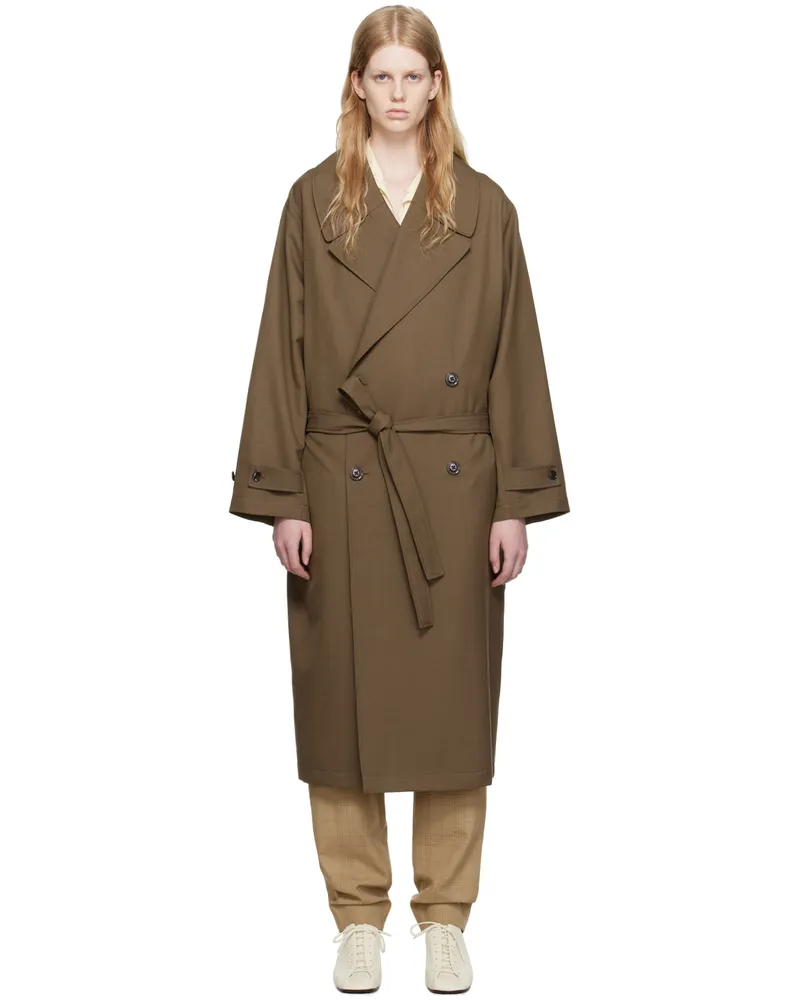 Christophe Lemaire Brown Double-Breasted Trench Coat Br480