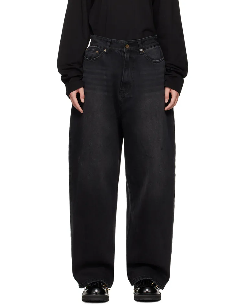 WE 11 DONE Black Washed Loose-Fit Jeans Black