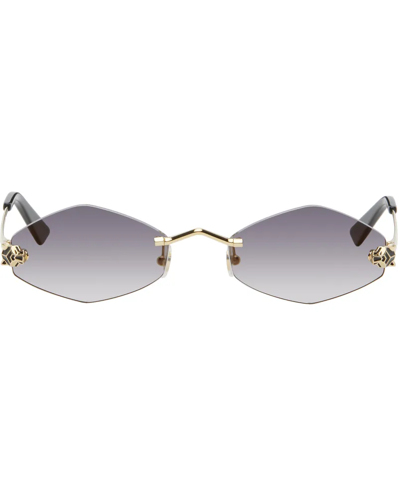 Cartier Gold 'Panthère de Cartier' Sunglasses Gold-gold-grey