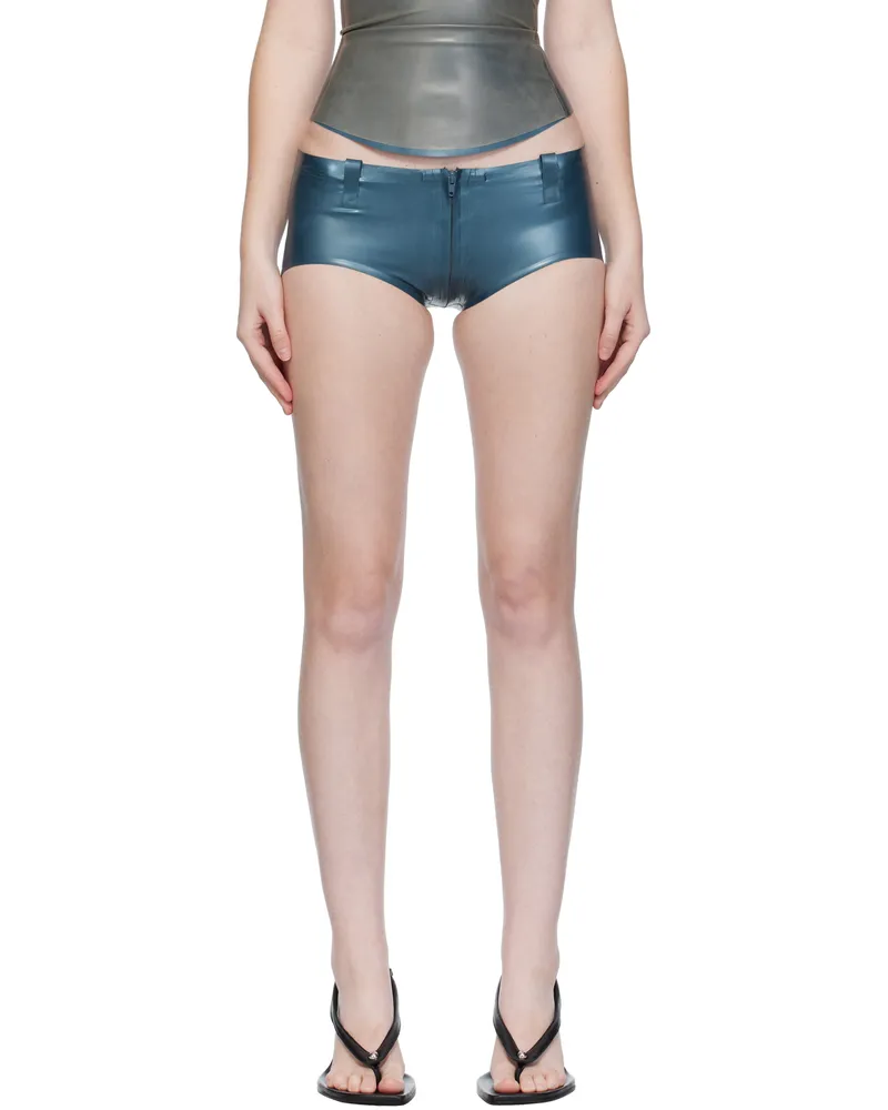 Poster Girl Blue Rooney Latex Hotpants Boy Shorts Peacock